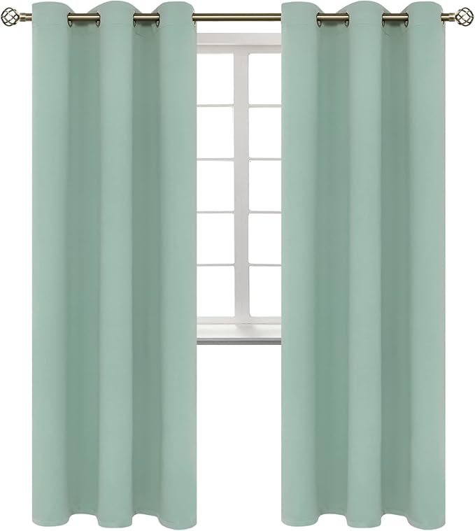 BGment Blackout Curtains - Grommet Thermal Insulated Room Darkening Bedroom and Living Room Curtains, Set of 2 Panels (42 x 84 Inch, Frosty Green)