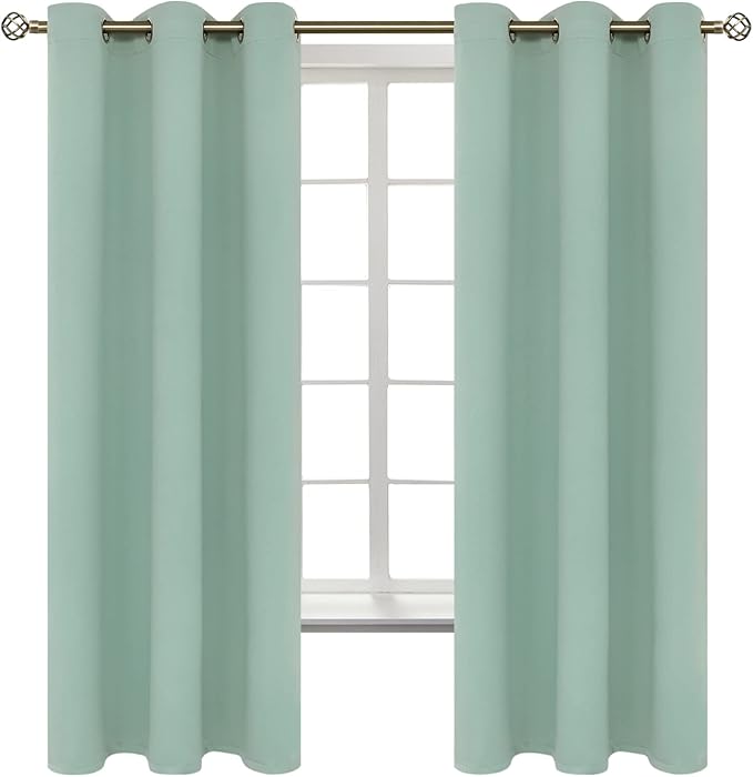 BGment Blackout Curtains - Grommet Thermal Insulated Room Darkening Bedroom and Living Room Curtains, Set of 2 Panels (38 x 63 Inch, Frosty Green)