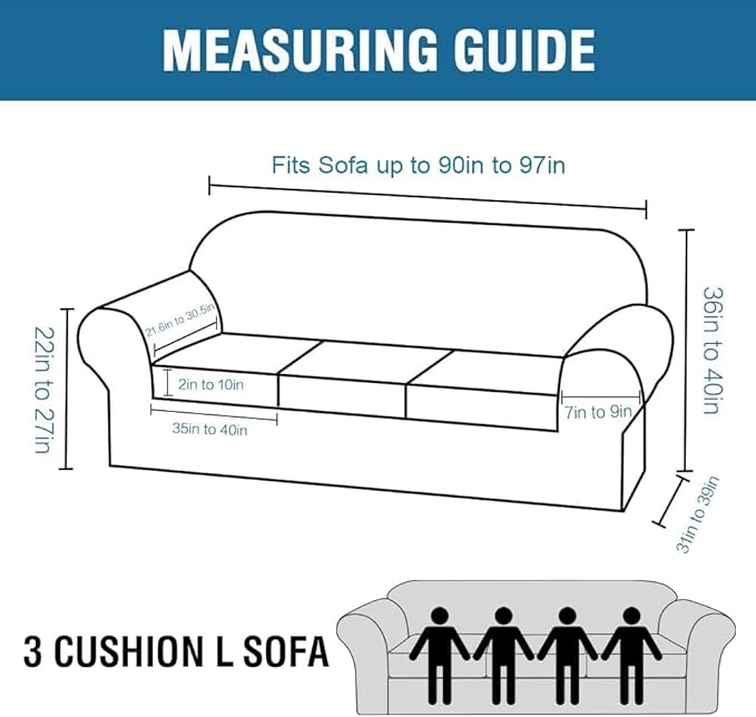 H.VERSAILTEX High Stretch Sofa Slipcover 4 Piece Cover Velvet Furniture Protector Form Fit Thick Velvet Extra Large Sofa Cover for 3 Cushion Couch Width Up to 97 Inch (Large Sofa, Navy)