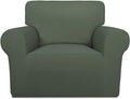 PureFit Super Stretch Chair Sofa Slipcover – Spandex Non Slip Soft Couch Sofa Cover, Washable Furniture Protector with Non Skid Foam and Elastic Bottom for Kids, Pets （Chair, Grayish Green）