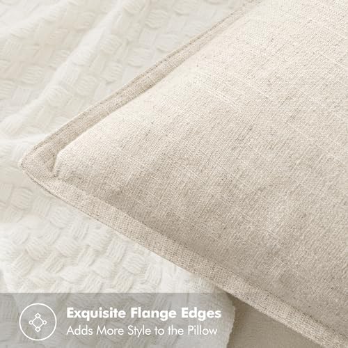 MIULEE Neutral Cream/Gray Linen Pillow Covers Pack of 4 Decorative Natural Solid Throw Pillow Covers Soft Accent Boho Farmhouse Couch Pillowcases Modern Home Decors for Living Room Bed Sofa 18x18 Inch
