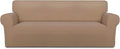 PureFit Super Stretch Sofa Slipcover – Spandex Non Slip Soft Couch Sofa Cover, Washable Furniture Protector with Non Skid Foam and Elastic Bottom for Kids, Pets （Sofa, Camel）
