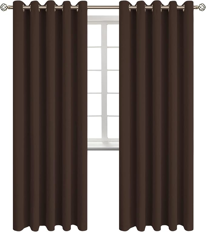 BGment Blackout Curtains for Bedroom - Grommet Thermal Insulated Room Darkening Curtains for Living Room, Set of 2 Panels (70 x 84 Inch, Brown)