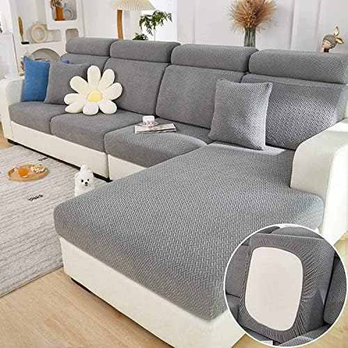 Couch Cushion Covers for Sofa Couch Covers Wear-Resistant Universal Sofa Cover Washable Stretch for Sectional Slipcovers (Texture-Gray,Back Cover L)