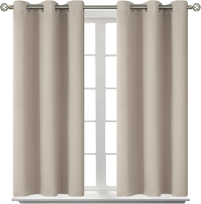 BGment Room Darkening Curtains 54 Inches Long - Grommet Thermal Insulated Drapes Window Treatment Curtains for Bedroom, 2 Panels, 38 x 54 Inch, Camel