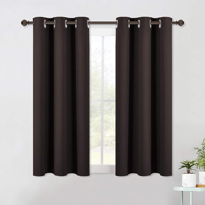 NICETOWN Blackout Curtains & Drapes for Bedroom, Toffee Brown, W34 x L40, Set of 2, Triple Weave Grommet Top Thermal Insulated Light Blocking Panels for Bathroom/Living Room