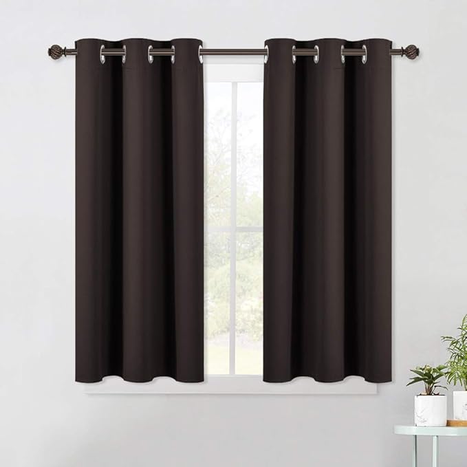 NICETOWN Blackout Curtain Panels for Bedroom Window, Triple Weave Microfiber Energy Saving Thermal Insulated Solid Grommet Blackout Draperies and Drapes (One Pair, 42 Inch by 45 Inch, Toffee Brown)