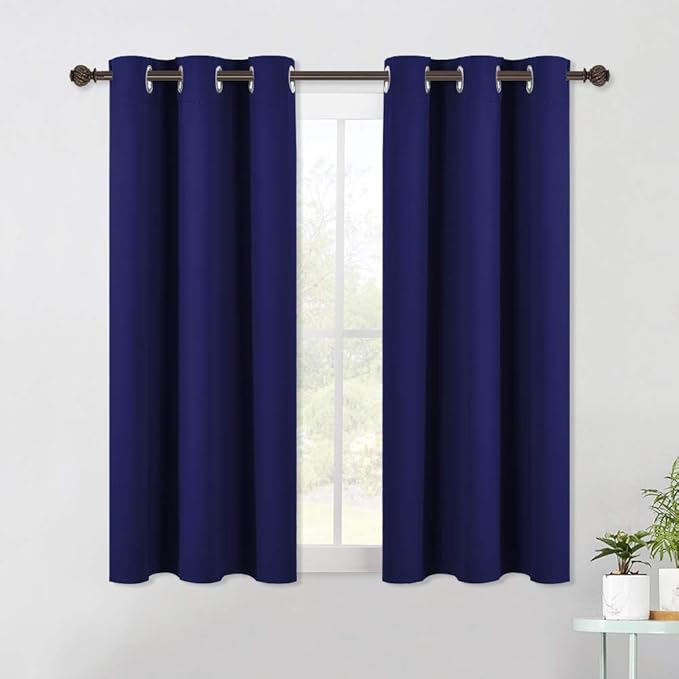 NICETOWN Blackout Curtain Panels for Bedroom, 2 Panels, W42 x L60 inches, Royal Blue, Thermal Insulated Grommet Top Blackout Draperies and Drapes