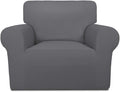 PureFit Super Stretch Chair Sofa Slipcover – Spandex Non Slip Soft Couch Sofa Cover, Washable Furniture Protector with Non Skid Foam and Elastic Bottom for Kids, Pets （Chair, Gray ）