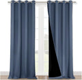 NICETOWN 100% Blackout Blinds, Set of 2, 46" x 96", Stone Blue, Laundry Room Decor Window Treatment Curtains for Large Patio Sliding Door, Thermal Insulated Curtains for Bedroom