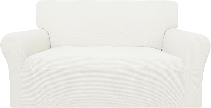 Easy-Going 100% Waterproof Oversized Loveseat Couch Cover, Dual Waterproof Sofa Cover, Stretch Jacquard Sofa Slipcover, Leakproof Furniture Protector for Kids, Pets, Dog and Cat, Cream