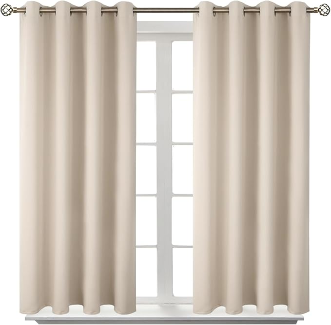 BGment Blackout Curtains - Grommet Thermal Insulated Room Darkening Bedroom and Living Room Curtains, Set of 2 Panels (52 x 45 Inch, Champagne)