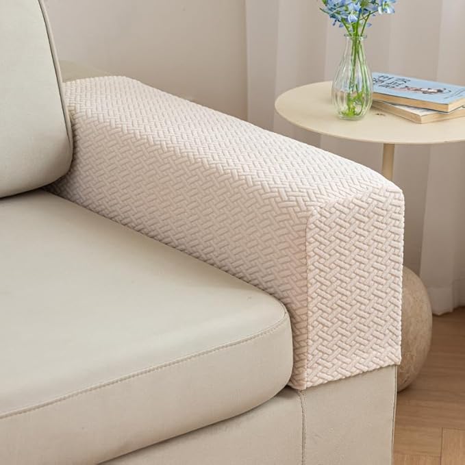 Soothing Home Sofa Covers, Sofa Hero Covers, Wear-Resistant Universal Couch Covers Washable Stretch Sectional Couch Cushion Covers (Beige,Arm Rest Covers 2pcs)