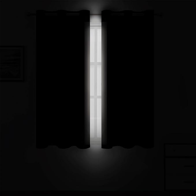 LEMOMO Blackout Curtains 66 x 54 Inch Long Light Beige Curtains Set of 2 Panels Room Darkening Curtains for Bedroom and Living Room