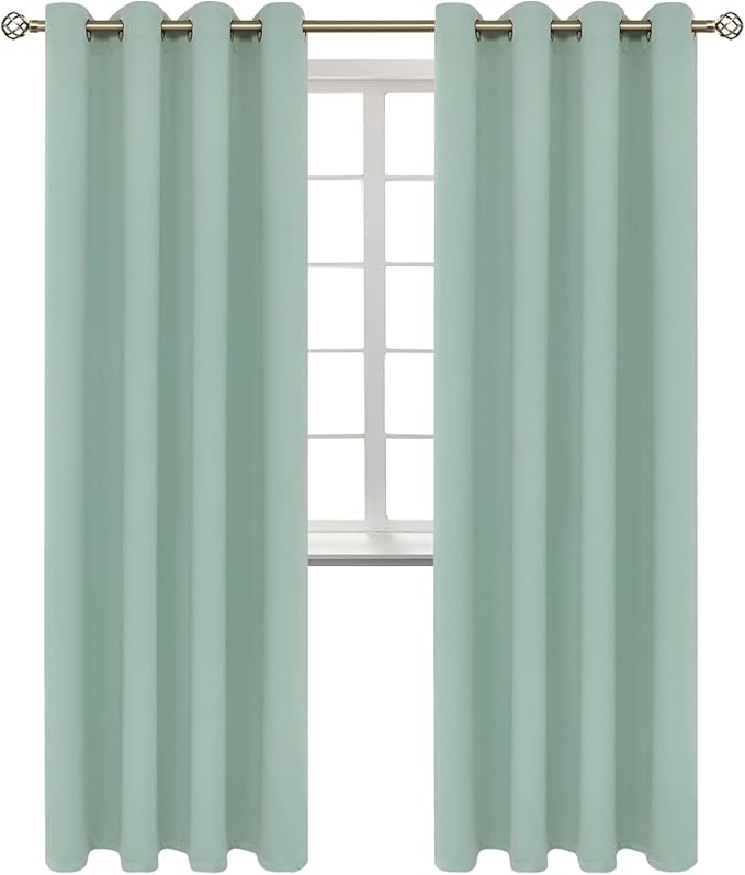 BGment Blackout Curtains - Grommet Thermal Insulated Room Darkening Bedroom and Living Room Curtains, Set of 2 Panels (52 x 84 Inch, Frosty Green)
