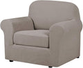 H.VERSAILTEX Stretch Chair Slipcovers 2 Pieces Armchair Cover Furniture Protector Chair Covers for Living Room Fit Chair Width Up to 47 Inches, Jacquard Spandex High Spandex Fabric(Chair, Taupe)