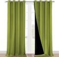 NICETOWN 100% Blackout Curtains for Windows, Pack of 2, Fresh Green, 52" W x 102" L, Super Heavy-Duty Black Lined Total Darkness Drapes for Bedroom, Privacy Assured Window Treatment for Patio