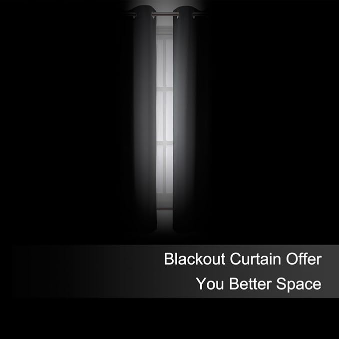 LEMOMO Blackout Curtains 66 x 72 Inch Long Frost Grey Curtains Set of 2 Panels Room Darkening Curtains for Bedroom and Living Room