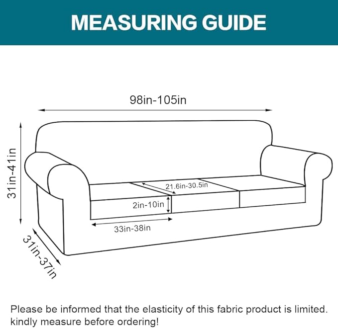 Turquoize 4 Piece Sofa Covers for 3 Cushion Couch Sofa Slipcover Soft Couch Cover for Dogs-Washable Sofa Furniture Covers with 3 Individual Large Cushion Covers (XL Sofa, Black)