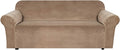 H.VERSAILTEX Stretch Velvet Sofa Covers for 3 Cushion Couch Covers Sofa Slipcovers Furniture Protector Soft with Non Slip Elastic Bottom, Crafted from Thick Comfy Rich Velour (Sofa 72"-90", Camel)