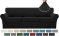 Turquoize 4 Piece Sofa Covers for 3 Cushion Couch Sofa Slipcover Soft Couch Cover for Dogs-Washable Sofa Furniture Covers with 3 Individual Large Cushion Covers (XL Sofa, Black)