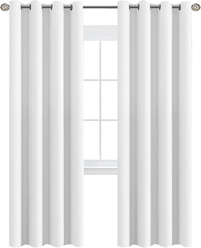 H.VERSAILTEX White Curtains for Living Room Pure White Curtain 96 inches Long Thermal Insulated Window Treatment Panel/Drape for Bedroom, White, One Panel, Grommet Top, 52" W x 102" L