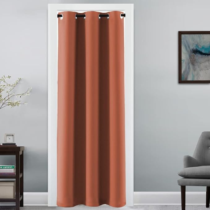 H.VERSAILTEX Doorway Curtain Blackout Closet Door Curtain Room Divider Window Treatment Curtain for Bedroom Thermal Insulated Privacy Drape Soundproof Grommet, 42 x 80 inches, 1 Panel, Orange