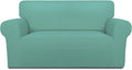 PureFit Super Stretch Sofa Slipcover – Spandex Non Slip Soft Couch Sofa Cover, Washable Furniture Protector with Non Skid Foam and Elastic Bottom for Kids, Pets （Loveseat, Cyan）