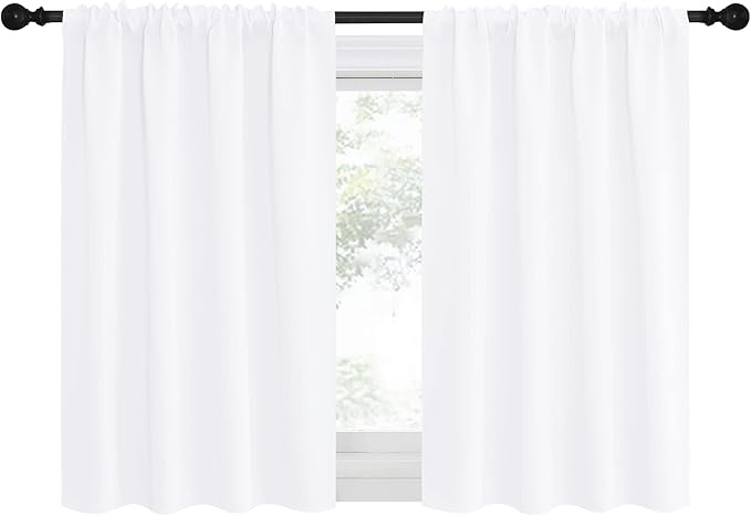 NICETOWN RV Curtains for Camper Windows, White Curtains for Kitchen, Home Decoration Light Filtering Drapes for Small Window (42 inches Wide by 36 inches Long, 1 Pair)