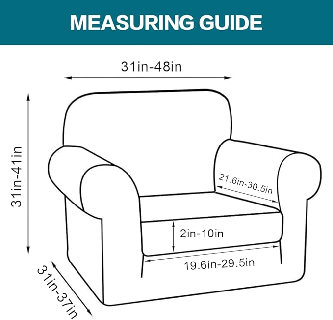 Turquoize 2 Piece Chair Covers Chair Slipcovers for Living Room Armchair Couch Cover Chair Sofa Cover with Individual Cushion Covers Furniture Cover for Chairs Feature Thick Fabric (Chair, Burgundy)