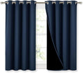 NICETOWN 100% Blackout Curtains with Black Liners, Thermal Insulated 2-Layer Lined Drapes, Energy Efficiency Small Window Draperies for Dining Room (Navy Blue, 2 Panels, 52 inches W by 45 inches L)
