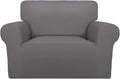 PureFit Super Stretch Sofa Slipcover – Spandex Non Slip Soft Couch Sofa Cover, Washable Furniture Protector with Non Skid Foam and Elastic Bottom for Kids, Pets (Oversized, Light Gray)