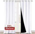 NICETOWN White 100% Blackout Curtains for Windows, Pack of 2, 52 inches W x 120 inches L, Super Heavy-Duty Black Lined Total Darkness Drapes for Bedroom, Privacy Assured Window Treatment for Patio
