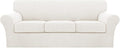Turquoize 4 Piece Sofa Covers for 3 Cushion Couch Sofa Slipcover Soft Couch Cover for Dogs-Washable Sofa Furniture Cover with 3 Individual Cushion Covers (3 Cushion Sofa, Porcelain)