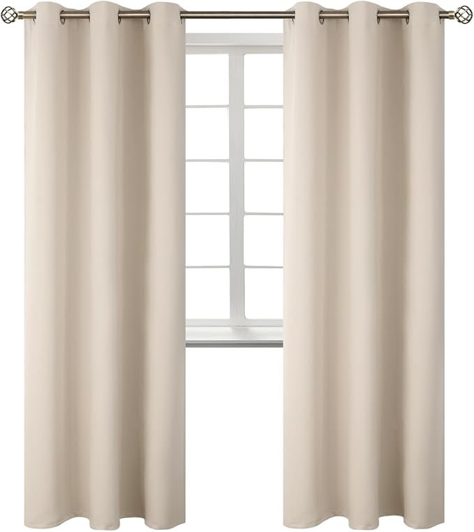 BGment Blackout Curtains - Grommet Thermal Insulated Room Darkening Bedroom and Living Room Curtains, Set of 2 Panels (42 x 84 Inch, Champagne)