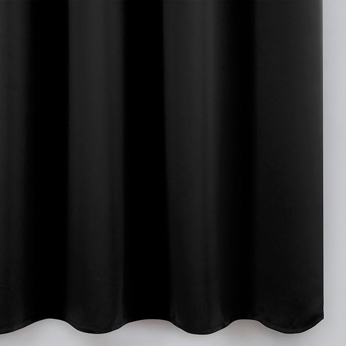 LEMOMO Blackout Curtains 66 x 72 Inch Long Black Curtains Set of 2 Panels Room Darkening Curtains for Bedroom and Living Room