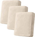 Couch Cover Stretch Velvet Sofa Cushion Cover 3-Piece - Elastic Washable Slipcover for Seat or Backrest, Couch Seat Covers for Sofas (Cream)
