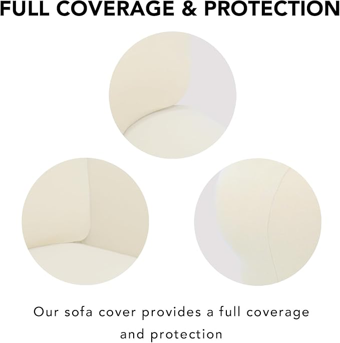 PureFit Super Stretch Sofa Slipcover – Spandex Non Slip Soft Couch Sofa Cover, Washable Furniture Protector with Non Skid Foam and Elastic Bottom for Kids, Pets (Oversized, Ivory)