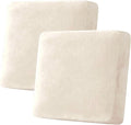 H.VERSAILTEX Velvet Stretch Couch Cushion Cover Plush Cushion Slipcover for Chair Loveseat Sofa Cushion Furniture Protector Seat Cushion Sofa Cover (2 Piece Large Sofa Cushion Covers, Cream)