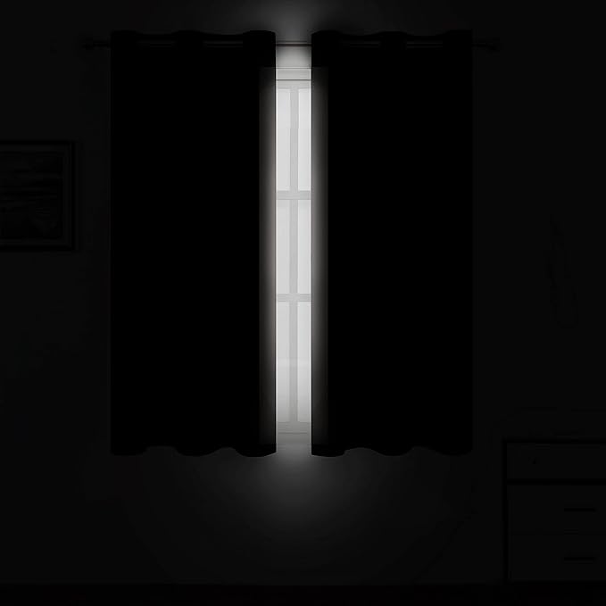 LEMOMO Light Beige Thermal Blackout Curtains/42 x 63 Inch/Set of 2 Panels Room Darkening Curtains for Bedroom