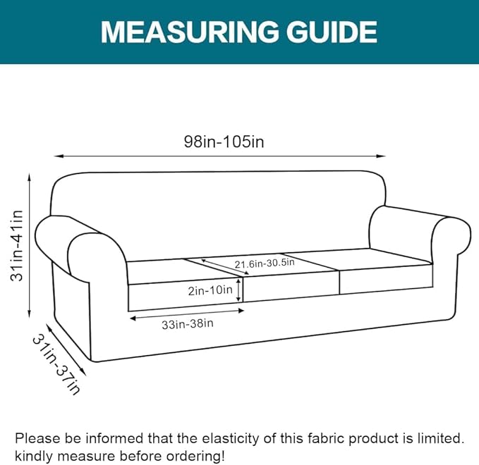 Turquoize 4 Piece Sofa Covers for 3 Cushion Couch Sofa Slipcover Soft Couch Cover for Dogs-Washable Sofa Furniture Covers with 3 Individual Large Cushion Covers (XL Sofa, Cream)