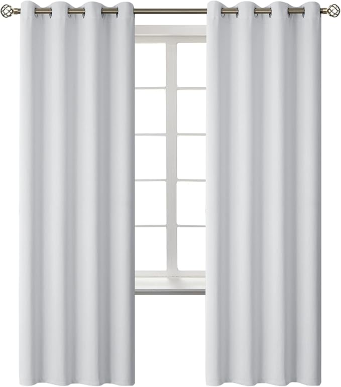BGment Room Darkening Curtains 72 Inches Long - Grommet Thermal Insulated Drapes Window Treatment Curtains for Bedroom, 2 Panels, 52 x 72 Inch, Greyish White
