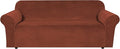 H.VERSAILTEX 1 Peice Stretch Velvet Sofa Covers for 3 Cushion Couch Covers Sofa Slipcovers Furniture Protector Soft, Crafted from Thick Comfy Rich Velour (Sofa 72"-90", Rust)