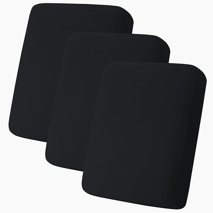 hyha Milk Silk Couch Cushion Covers, Soft Magic Sofa Covers Washable for 3 Cushion Couch, Stretch Sectional Outdoor Cushion Covers for Patio Furniture with Elastic Bottom(3 Packs, Black)