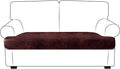 Leather Look Couch Cushion Covers Sofa Seat Slipcovers Sets Couches Furniture Protector for Sectional Armchair Loveseat Pets Kids Stretch Spandex Fabric (1 T-Cushion loveseat, Burgundy)