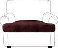 Leather Look Couch Cushion Covers Sofa Seat Slipcovers Sets Couches Furniture Protector for Sectional Armchair Loveseat Pets Kids Stretch Spandex Fabric (1 T-Cushion Armchair, Burgundy)