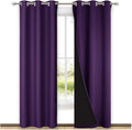 NICETOWN Royal Purple Full Shade Curtain Panels, Pair of Thermal Insulated & Energy Efficiency Blackout Drapes for Living Room, Lined Silky Performance Window Dressing (37" Wide x 84" Long, Gray)