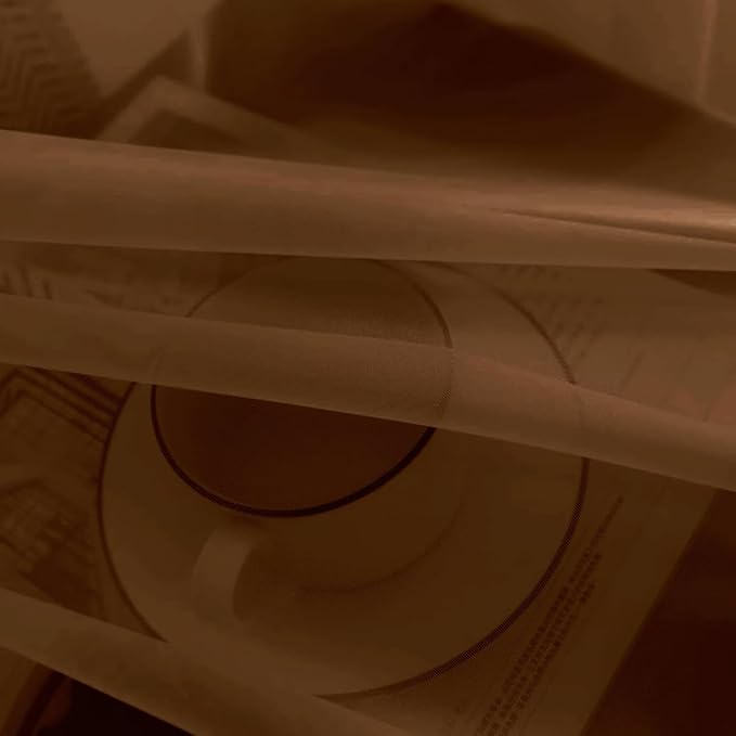 SpaceDresser Sheer Voile Window Treatment Rod Pocket Curtain Panels for Kitchen Bedroom Living Room Drapes Sunlight Filtering Privacy Semi Home Decor Assorted (Brown, 52 W x 63 L)