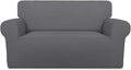 PureFit Super Stretch Sofa Slipcover – Spandex Non Slip Soft Couch Sofa Cover, Washable Furniture Protector with Non Skid Foam and Elastic Bottom for Kids, Pets （Loveseat, Gray ）