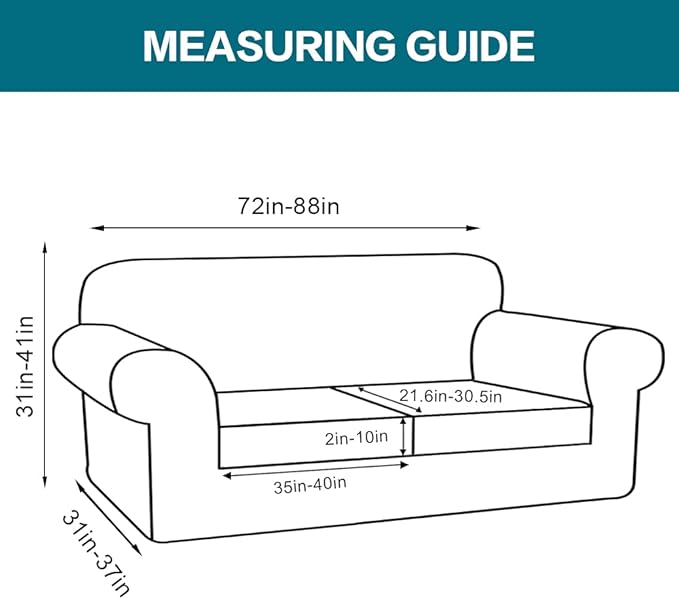 Turquoize 3 Piece Sofa Covers for 2 Cushion Couch Sofa Slipcover Soft Couch Cover for Dogs-Washable Sofa Furniture Covers with 2 Individual Cushion Covers, (2 Cushion Sofa, Navy)